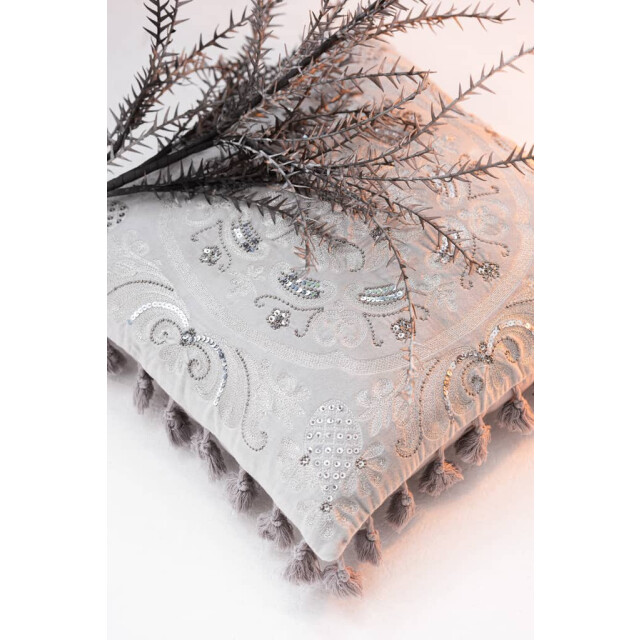J-Line Kussen marokkaans met kwasten velvet 3037 large
