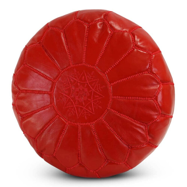 Safaary Marokkaanse poef leer rond SFMRPF00059 large