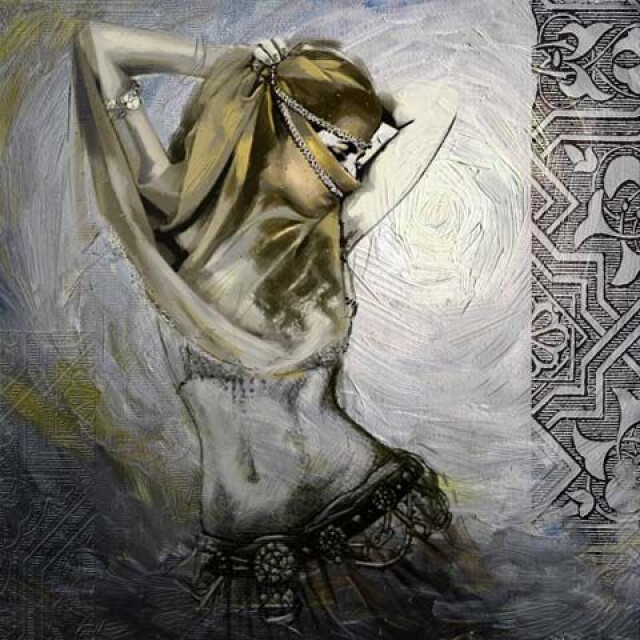 Safaary Marokkaanse schilderij buikdanseres sluier SFCVSLD00171 large