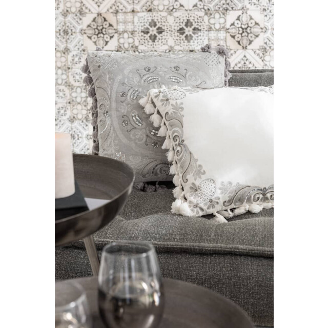 J-Line Kussen marokkaans met kwasten velvet 3037 large