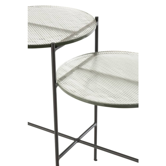 J-Line Bijzettafel 2 niveaus rond glas-ijzer -zwart 15677 large