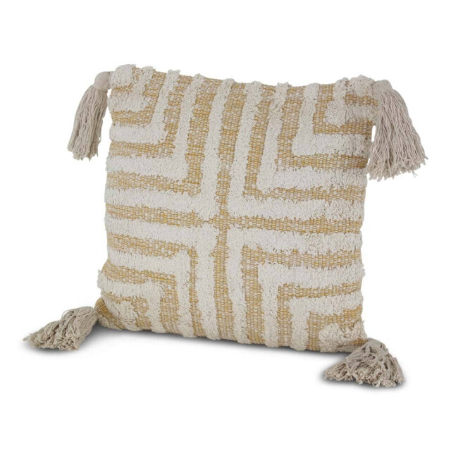Safaary Marokkaanse kussen met kwastjes zand 45 x 45cm SFSRKUS00044 large