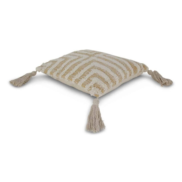 Safaary Marokkaanse kussen met kwastjes zand 45 x 45cm SFSRKUS00044 large