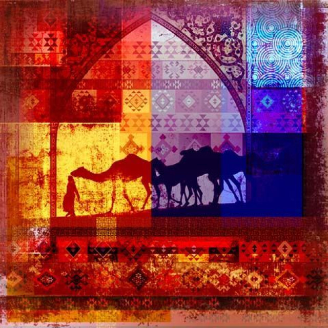 Safaary Arabisch schilderij camels SFCVSLD00154 large