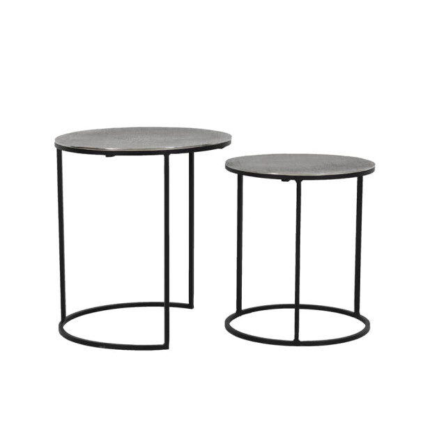 Light & Living Bijzettafel relief antiek lood s2 rengo Ø 49 x 52cm 6739019 large