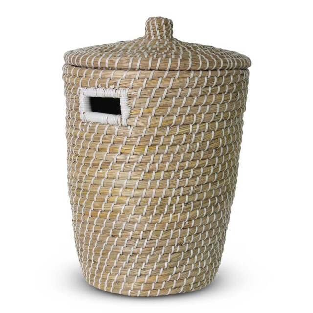 Safaary Rieten wasmand met deksel van zeegras naturel HHRB0217 large