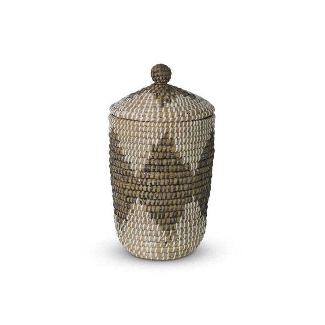 Safaary Rieten mand met deksel van zeegras wit HHRB0394 large