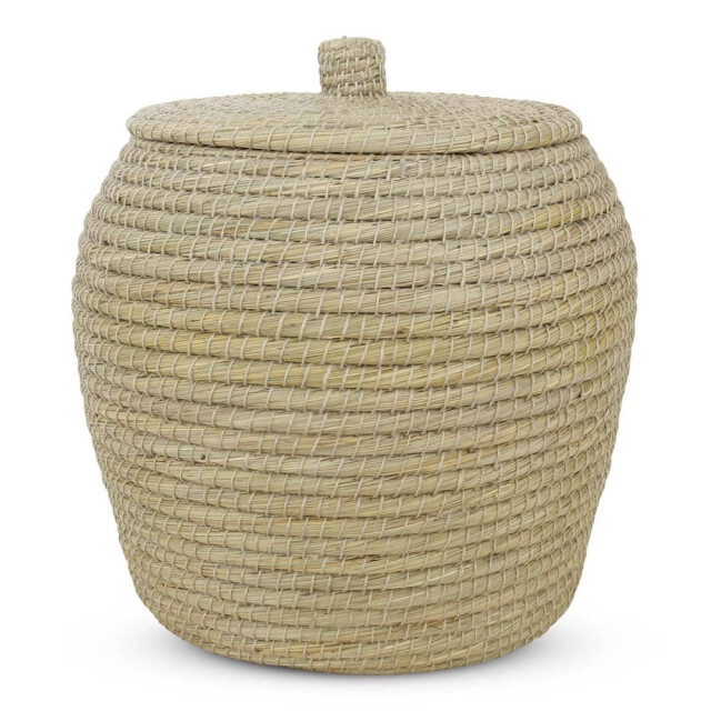 Safaary Rieten mand met deksel van zeegras naturel xl HHRB0646 large