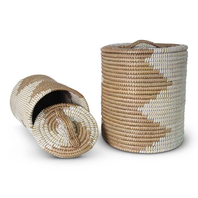 Safaary Wasmand met deksel van zeegras -wit HHRB0395 large