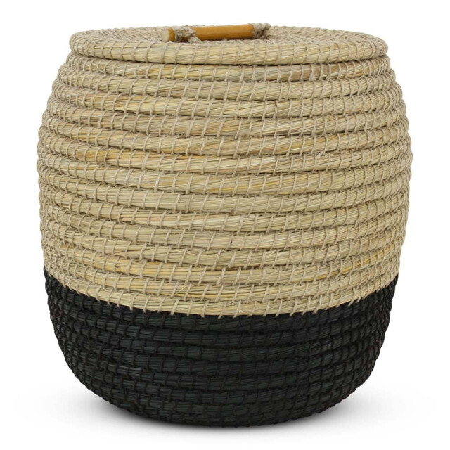 Safaary Rieten mand met deksel van zeegras naturel- HHRB0645 large