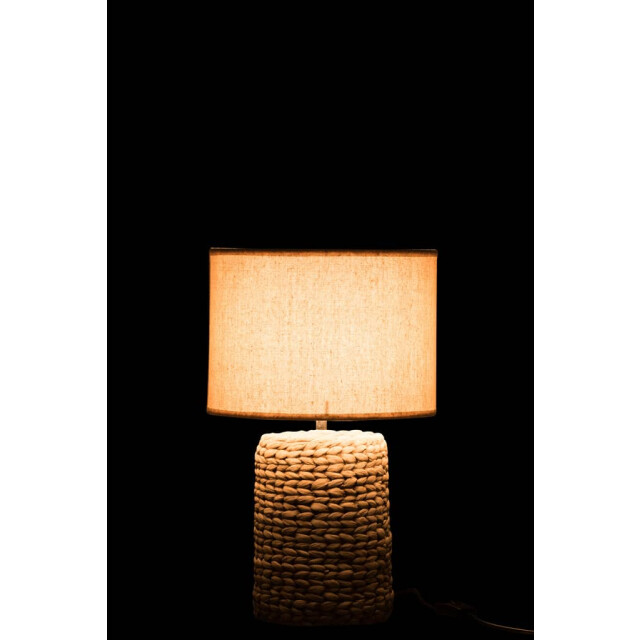 J-Line Lampvoet met kap dik vlecht beton katoen naturel s 85255 large