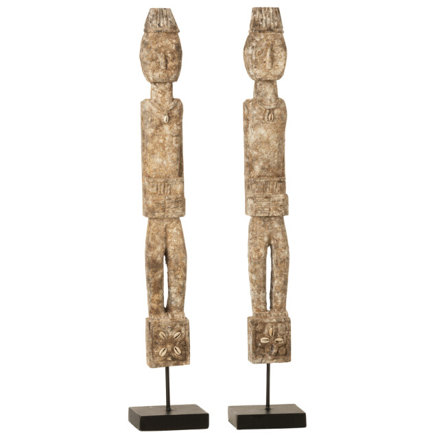 J-Line Figuur op voet hout grijs medium naya albasia (2-delig) 10826 large