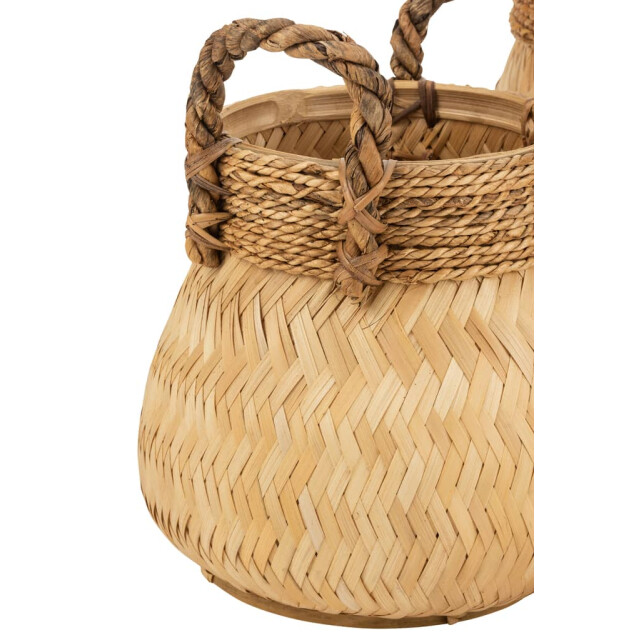 J-Line Manden met handvat bol bamboe en touw naturel small (3-delig) 20840 large