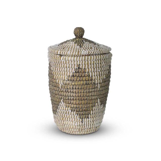 Safaary Rieten mand met deksel van zeegras wit HHRB0394 large