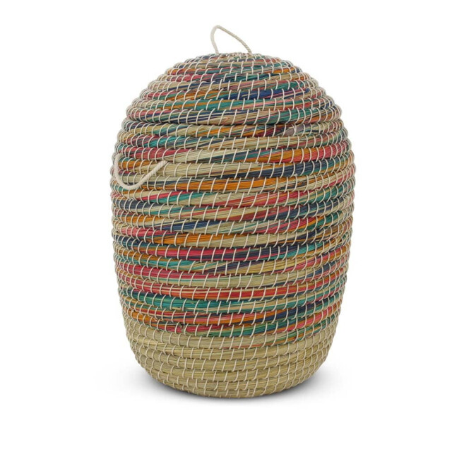 Safaary Rieten opbergmand met deksel van zeegras rond HHRB0424 large