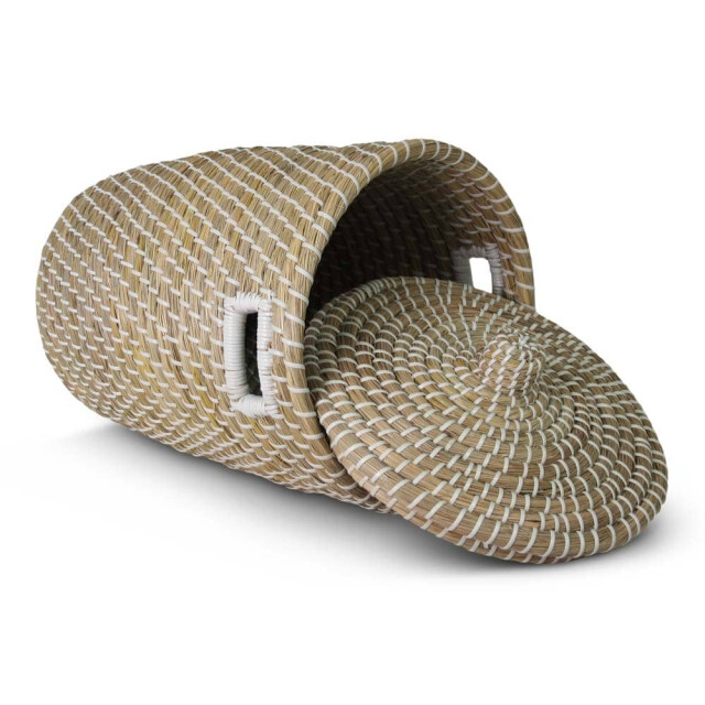 Safaary Rieten wasmand met deksel van zeegras naturel HHRB0217 large