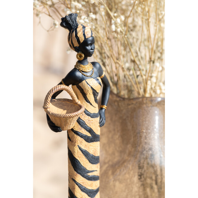 J-Line Afrikaanse vrouw zebra poly zwart large (2-delig) 11481 large