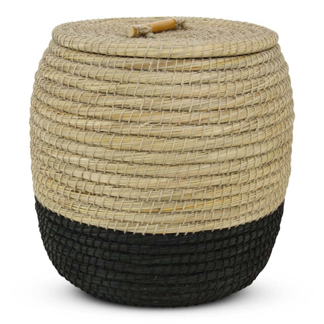 Safaary Rieten mand met deksel van zeegras naturel- HHRB0645 large