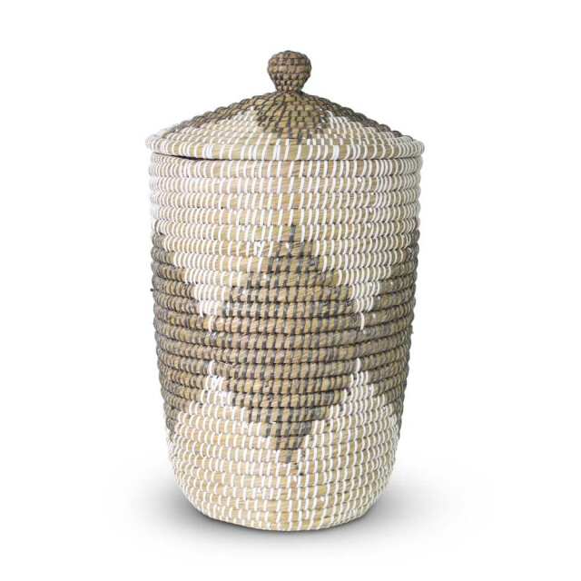 Safaary Rieten mand met deksel van zeegras wit HHRB0394 large