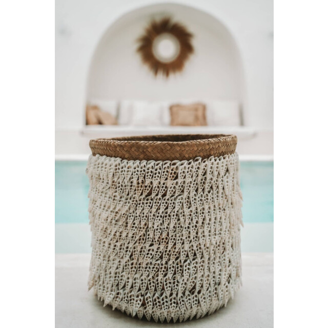 Bazar Bizar Pandan schelp opbergmand naturel wit BAEX008NW large
