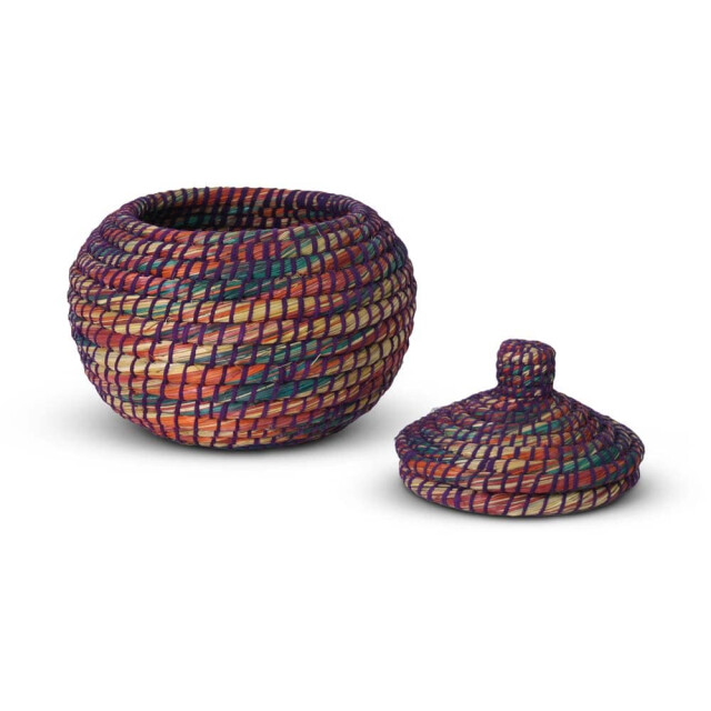 Safaary Opbergmand met deksel van zeegras fuchsia basket HHRB0418-2 large