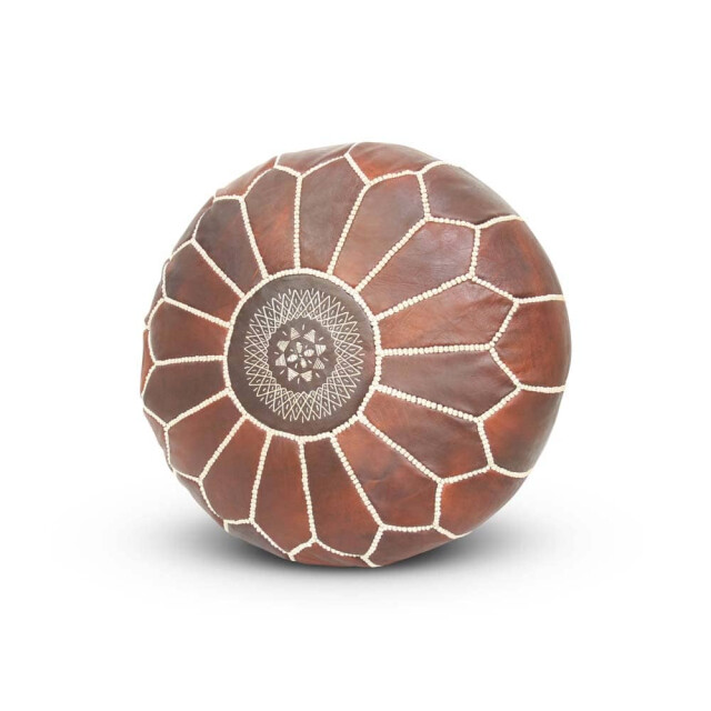 Safaary Marokkaanse poef leer rond SFMRPF00069 large