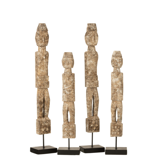 J-Line Figuur op voet hout grijs medium naya albasia (2-delig) 10826 large