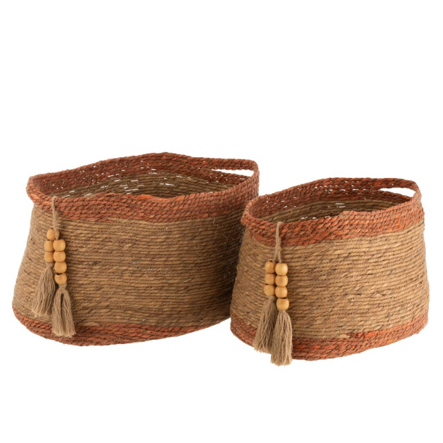 J-Line Manden ovaal parel naturel bruin (2-delig) 22171 large