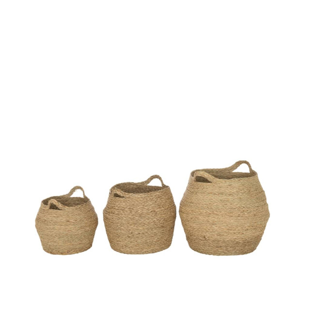 J-Line Mand rond met handvat gras naturel (3-delig) 33313 large