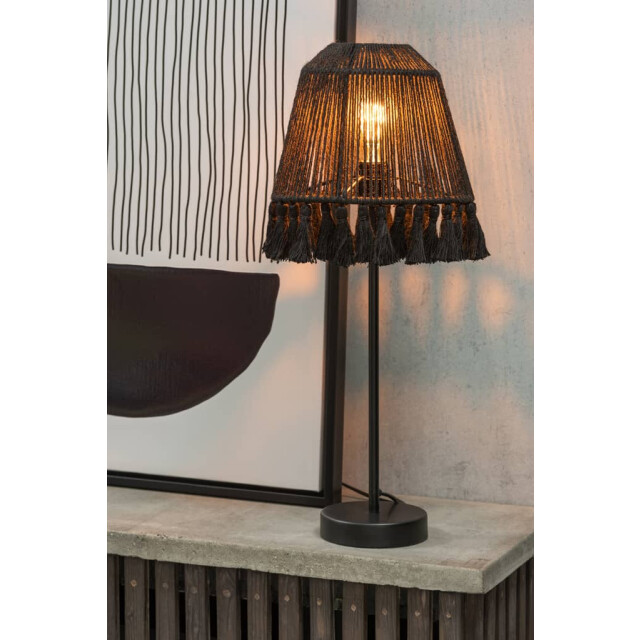 J-Line Tafellamp mila jute zwart 30965 large