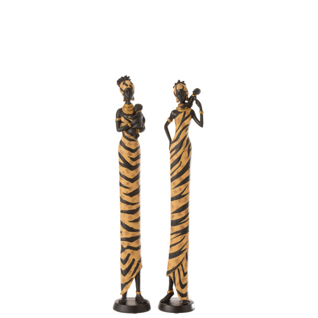 J-Line Afrikaanse vrouw zebra poly zwart large (2-delig) 11481 large