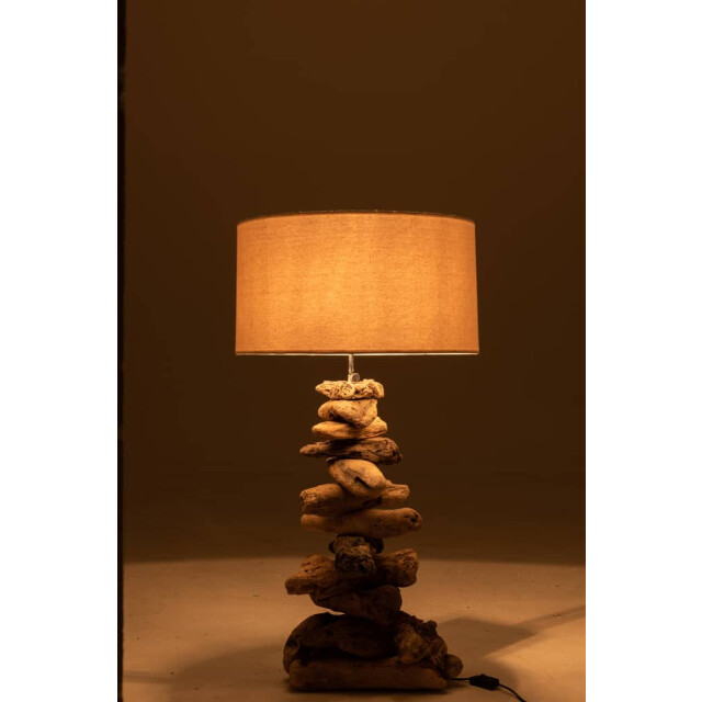J-Line Lamp met kap drijfhout naturel beige small 10836 large