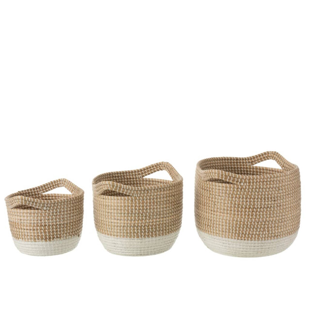 J-Line Manden rond zeegras naturel-wit (3-delig) 20882 large