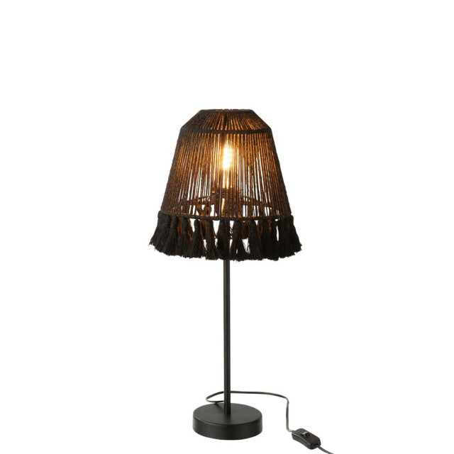 J-Line Tafellamp mila jute zwart 30965 large