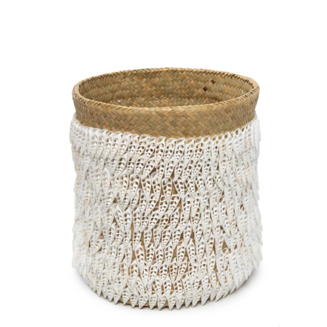 Bazar Bizar Pandan schelp opbergmand naturel wit BAEX008NW large