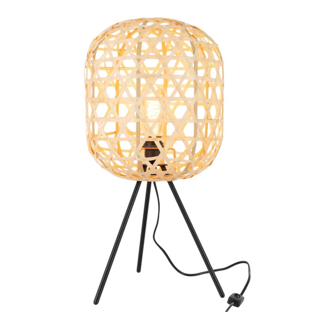 J-Line Tafellamp tripod rond bamboe metaal naturel zwart 20970 large