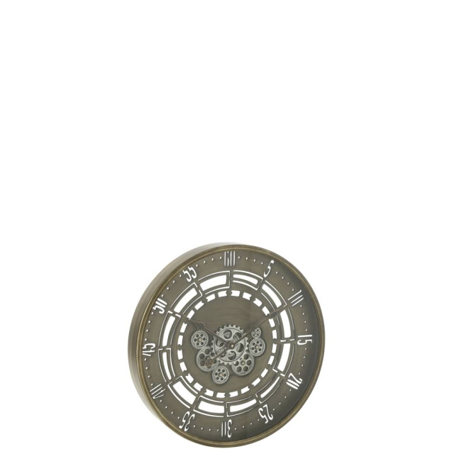 J-Line Klok rond seconden tandwielen metaal antiek small 27374 large