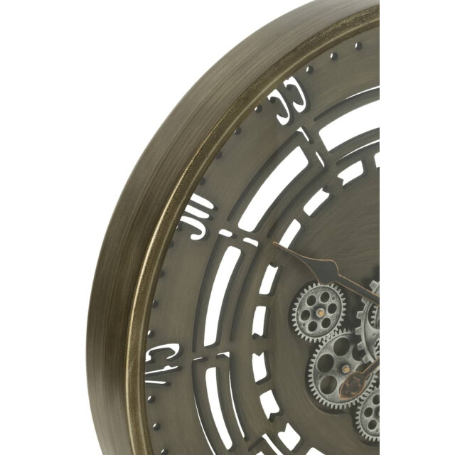 J-Line Klok rond seconden tandwielen metaal antiek small 27374 large