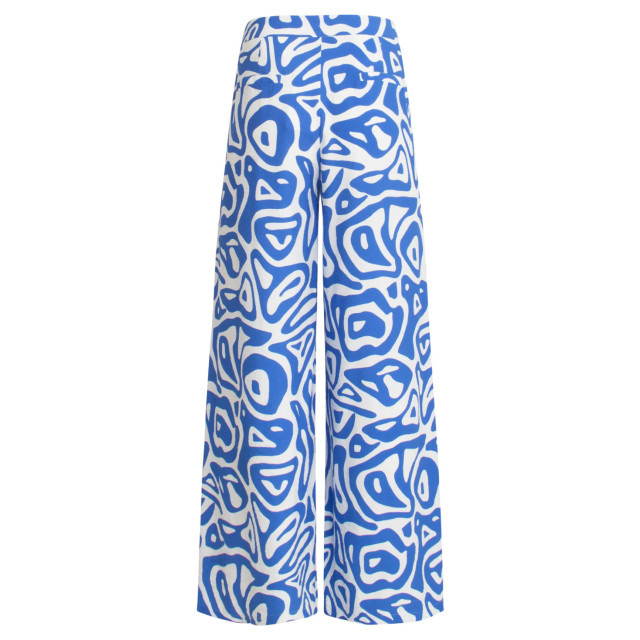 Smashed Lemon 25004 wijde broek met blauwe en witte abstracte print 25004-650-000 large