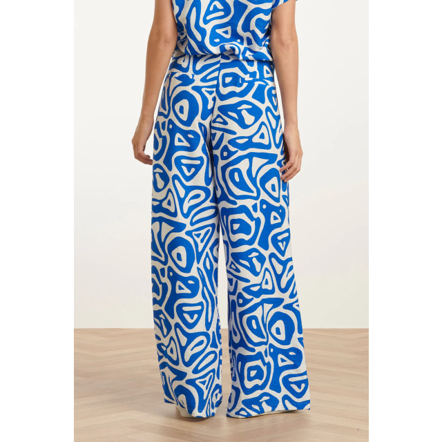 Smashed Lemon 25004 wijde broek met blauwe en witte abstracte print 25004-650-000 large