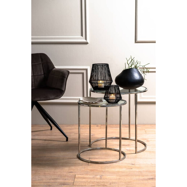 Light & Living Bijzettafel nikkel glas s2 duarte Ø 50 x 52cm 6724919 large