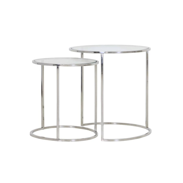 Light & Living Bijzettafel nikkel glas s2 duarte Ø 50 x 52cm 6724919 large