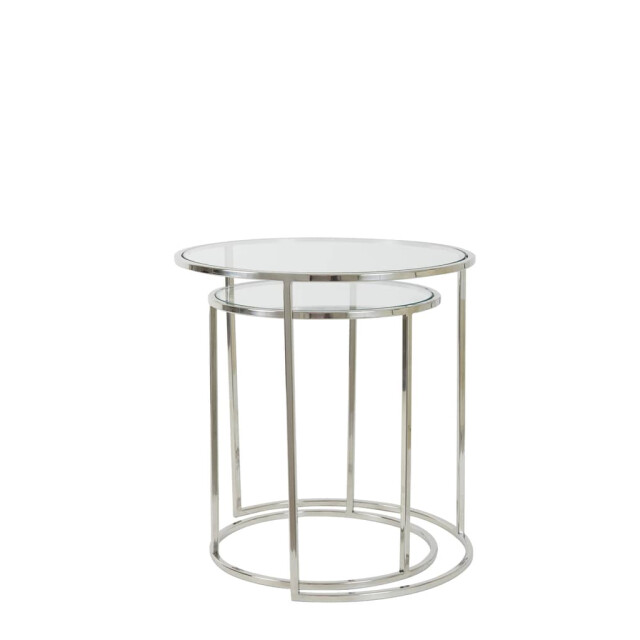 Light & Living Bijzettafel nikkel glas s2 duarte Ø 50 x 52cm 6724919 large