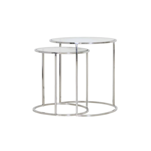 Light & Living Bijzettafel nikkel glas s2 duarte Ø 50 x 52cm 6724919 large
