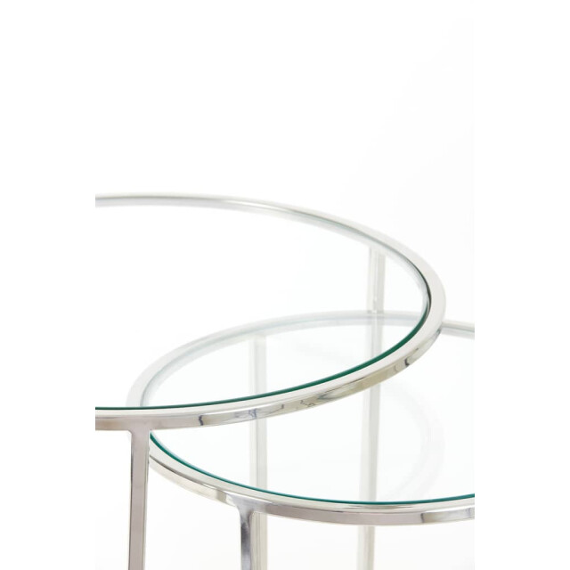 Light & Living Bijzettafel nikkel glas s2 duarte Ø 50 x 52cm 6724919 large