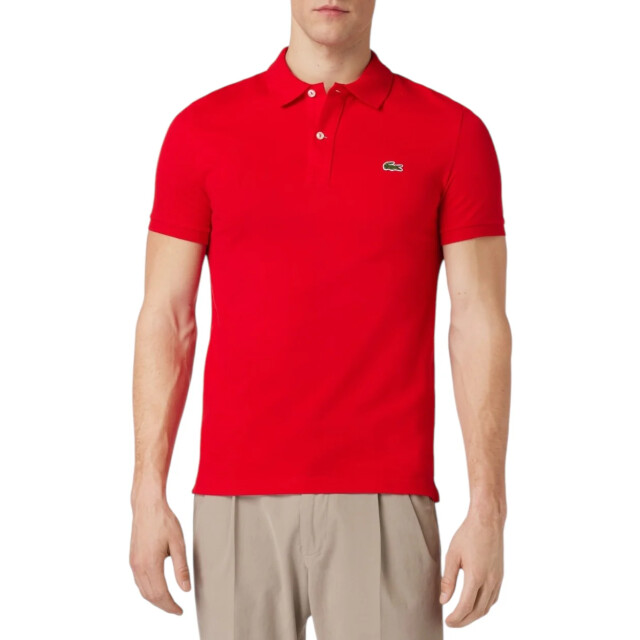 Lacoste Polo met labelpatch Lacoste Rood Polo Met Labelpatch large