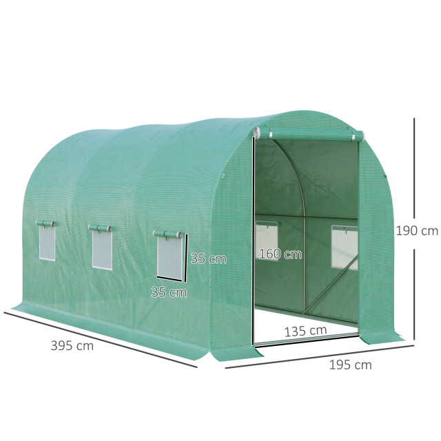 4goodz Tunnelserre kweekkas 395x195x190 cm gaasplastic met raam 3068188 large