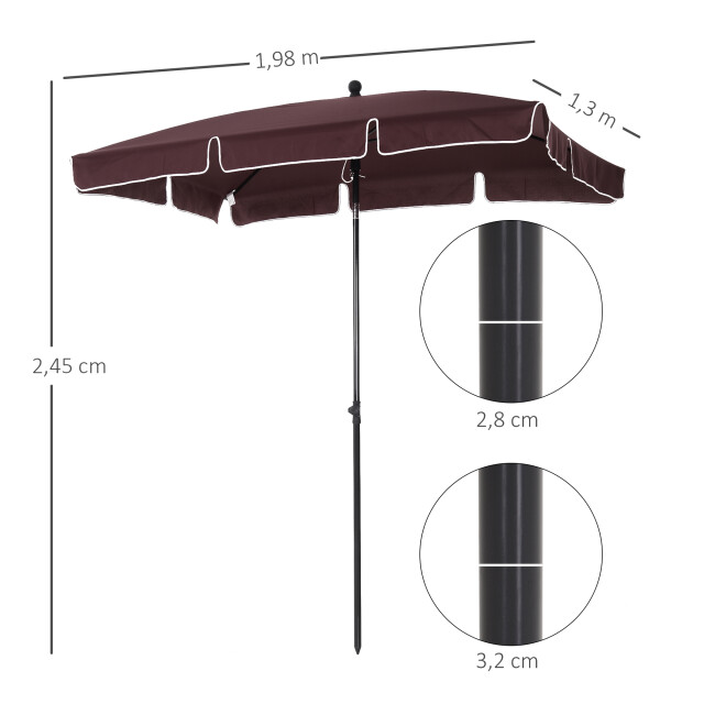 4goodz Kantelbare parasol met volant rechthoekig 198x130x245 cm - 3068183 large