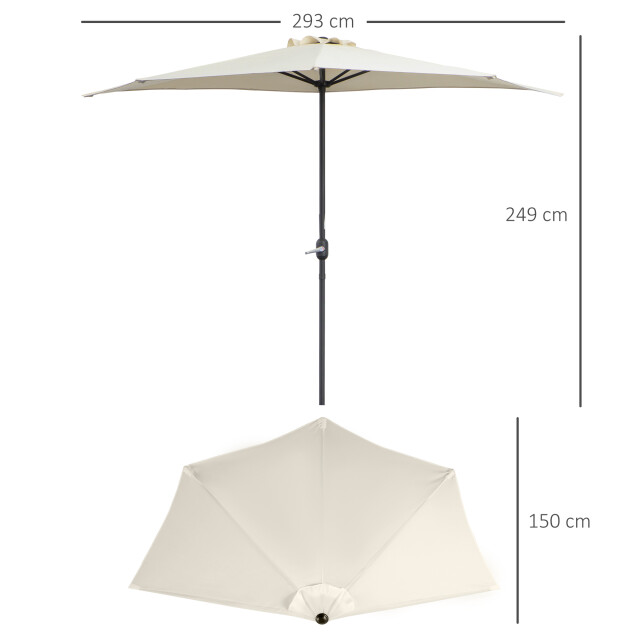 4goodz Halfronde aluminium parasol met zwengel 84d-008cw - 3068181 large