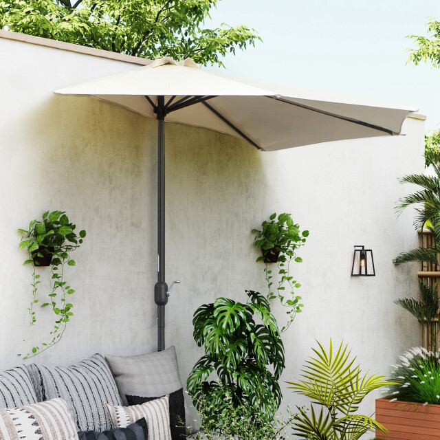 4goodz Halfronde aluminium parasol met zwengel 84d-008cw - 3068181 large